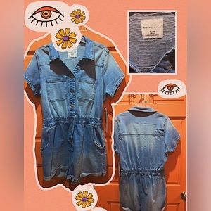 NWT Celebrity Pink retro 80s inspired blue denim jumpsuit